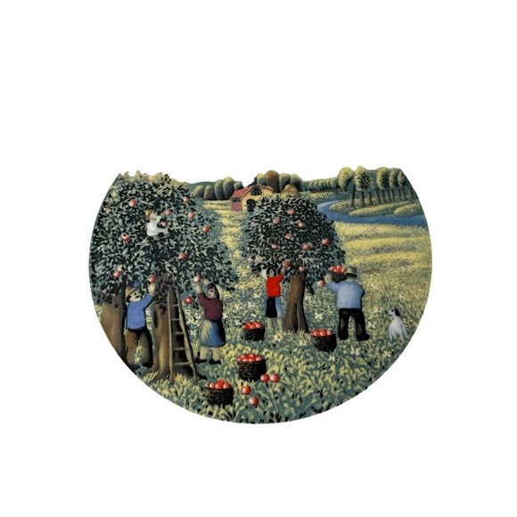 Vintage FOUR SEASONS Plate Tabletops Unlimited Apple Picking Theme Collectible - Picture 5 of 8